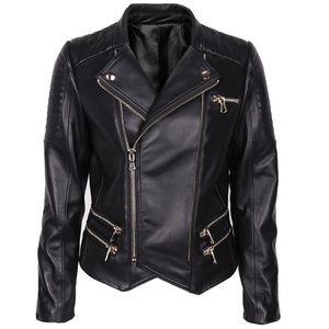 Женский кожаный искусственный дизайн holoagain double Zipper black black подлинная куртка пальто женские женщины