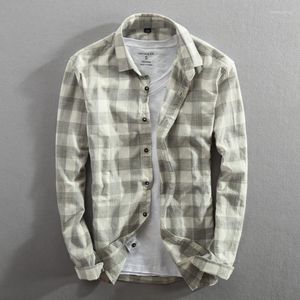 Männer Casual Hemden 2023 Frühling und Herbst Vintage China Stil Klassische Plaid Baumwolle Langarm Blau Hemd Männlich Slim Fit import Kleidung