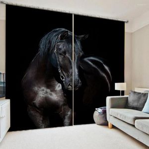 Curtain Black Horse Curtains 3D Blackout For Living Room Bedding Drapes Cotinas Para Sala