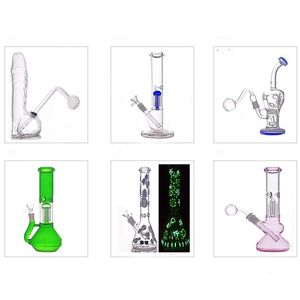 Big size Vortex Glass beaker Bongs arm tree Percolator Hookahs Dab Rigs Mobius Bubbler ashcatcher bong with oil burner pipe all smoking accessories