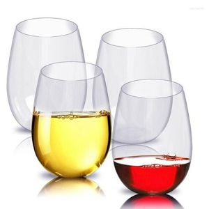 Cups Saucers Reusable BeerDAD 4 Pcs Wine Glasses Unbreakable Shatterproof Plastic Glass Safe