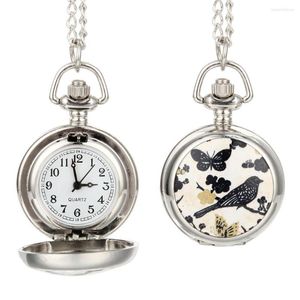 Relógios de bolso Moda Fashion Quartz Assista LELOO Bird Flowers Butterfly Lady Sweater Chain colar Pingente Relógio Mulheres Presentes XRQ88