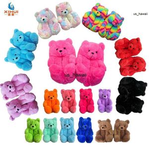 Slippers Lovely Plus Toddler Size Teddy Bear Slipper Comfortable House Woman Furry Fur Slides 0120V23