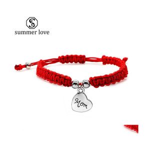 Link łańcuch I Love You Mom Red Niciple Bracelets Lucky Biżuter