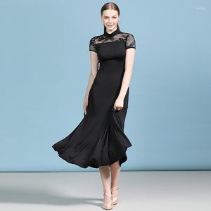 Stage Wear Standard Dance Ballroom Waltz Dresses Adult Lace Short Sleeve Modern Dress Practice Clothes Flamenco Outfit