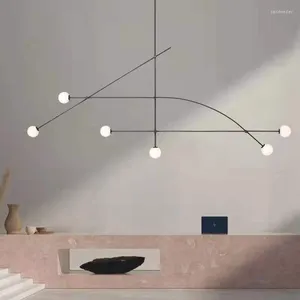 Lampadiers moderna linea minimalista lampadario semplice ramo molecolare palla di vetro molecolare lampade a sospensione designer arte decorazione per la casa sospenda lampada