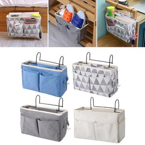Storage Boxes 1pc Canvas Bedside Hanging Rack Bed Organiser Holder Tidy Hook Pocket Chair Toy Baby Tissue Box Home Organizer