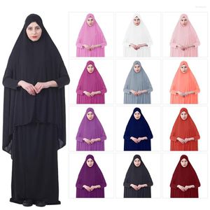 Ethnic Clothing Tube Suit Suit Muzułmańska modlitwa odzież 2 sztuki Zestaw islam sukienka szat hidżab jilbabs abaya saudi jilbeb