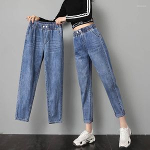 Frauen Jeans Frau Vintage Blau Gerade Hohe Taille Weibliche Mode Streetwear Breite Bein Hosen Damen Baggy Denim Hosen G426