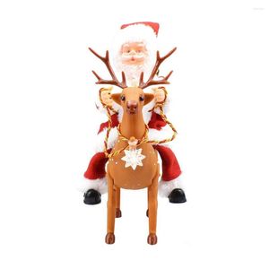 Christmas Decorations Creative Music Dancing Doll Electric Santa Claus Riding Deer Toys Figurine Ornament Decoration Gifts