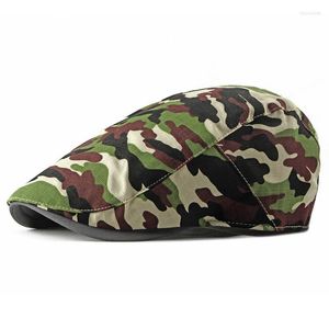 Basker kamouflage murgröna platt keps justerbara män camo basker hatt fransk stil cabbie ankabill klassisk sboy manlig visor dropship