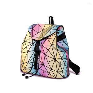 Okul çantaları kadınlar sırt çantası renkli çizim kadın günlük geometrik sırt çantaları genç kızlar için katlanır mochila