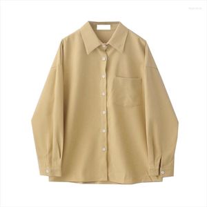 Women's Blouses 2023 Spring Autumn Women Preppy Style Oversize Corduroy Shirt Blusas Mujer Fashion Pockets Loose Vintage Womens Tops