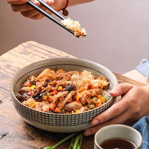 Kaseler ev pirinç anında erişte Japon sofra giysileri baharatlı erişte ramen büyük çorba retro seramik sala