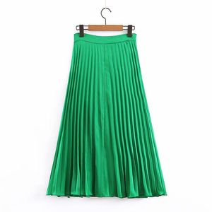 Skirts 2023 Summer Fashion Elegant Bohemia Chiffon Pleated A Line Green Skirt Women Long Beach