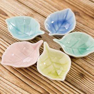 Plates Ice Crack Glaze Leaves Style Dishes Ceramic Sushi Dish Seasoning 5 Colors Optional Leaf Small Plate Wholesale