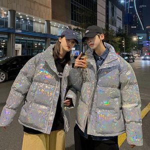 Piumino invernale da uomo consigliato giacca di cotone calda e spessa colletto alla coreana moda di strada coreana maschile vestiti riflettenti giapponesi all-match