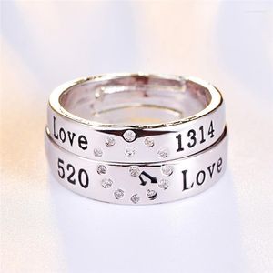 Eheringe, personalisierte Edelstahl-Buchstaben und Zahlen mit schwarzem Emaille-Kristall, Schmuck, Heiratsring, 2 Stück/Paar