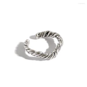 Cluster Rings Shanice Corean S925 Серебряное серебро открытое кольцо Старая веревка из -за душита тайский цвет Геометрический для женщин для женщин