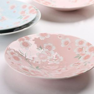 Placas Qualidade feita no Japão sob vidros pequenos pratos de cerâmica de cerâmica sakura pratos de bolo estampados pratos de mesa de mesa em casa porcelana 5 polegadas