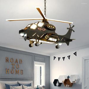 Hängslampor Kobuc Kids Room Airplane Hanging Lamp för barn Dimning Chandelier LED Light Boy's Bedroom Kid Lighting