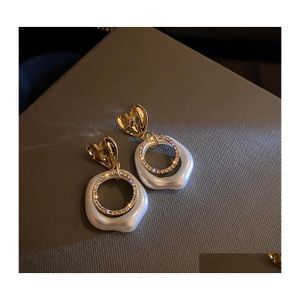ダングルシャンデリアファッションジュエリーS925シエポストIrregar Faux Pearl Hoop Geometric Earrings Rhinestone Heart Stud Drop Delivery Dhn3i