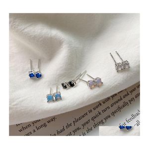 Ear Mankiet 100 925 Sterling Sier Kolczyki dla kobiet Proste mini okrągły CZ CZ OPAL STUD CEKRING WDPODZINY Prezenty zaręczynowe 477c3 Drop DH5LS