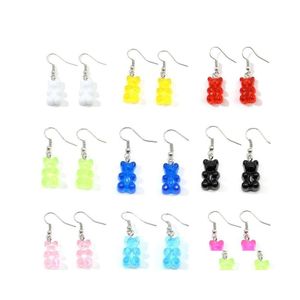 Charm Fashion Simple Cute Colorf Acrylic Animal Bear Dangle Earrings For Girls Women Children Birthday Gift Lovely Jewelry Drop Deliv Otfcu