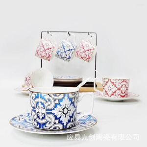 Koppar fat kreativa bröllop gåva blå och vit kaffekopp maträtt hushåll keramisk eftermiddag te -uppsättning