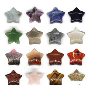 Stone 3cm Mini Star Staty Ornament Natural Crystal Carving Home Decoration Crystals Polering Gem Healing Smycken Drop Delivery DHVQR