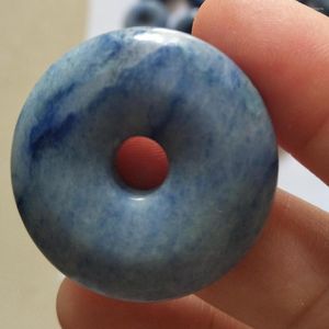 Boncuklar 30mm Cabochon Doğal Taş Gerçek Mavi Aventurin Mücevher Yapmak Kadınlar Erkekler Hink Gem Donut Boncuk 1 PCS K837