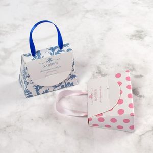 Embrulho de presente 50/100pcs azul rosa mini caixas de embrulho portátil bolsas de casamento festas de aniversário decorações de chá de chá de bebê