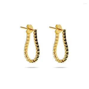 Hoop Earrings BOAKO 925 Silver Green White Zircon Stud For Women Girls Gold Plated Piercing Chain Earring Jewelry Gift Brincos Aretes