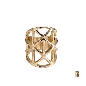 Anelli a fascia Fashion Design Geometria chic Scava fuori Anello a triangolo Oro punk Per donna Uomo Gioielli di fidanzamento Regalo di San Valentino Drop Dhleo