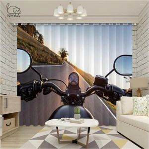 Curtain Man Cave Window Biker Rides Motorcycle On The Highway Lifestyle Speed Adventure Living Room Ultra-thin Light Shading