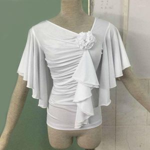 Stage desgaste 2023 Ruffle Sleeve Ballroom dança Top Top Ladies PersonalizedTango Waltz Clothes Feminino DL6679