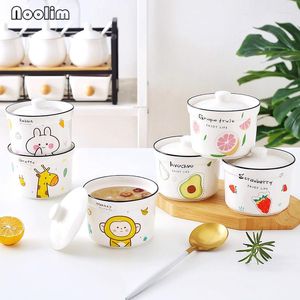 Bowls European Ceramic Steamed Egg Bowl With Lid Cute Small Stew Pot White Porcelain Cartoon Bird's Nest Soup Dessert Tableware