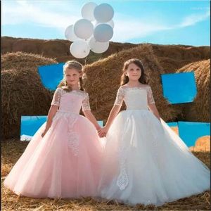 Girl Dresses Beauty Prom Dress Flower For Wedding Lace Up Half Sleeves Prepared Birthday Communion Gowns