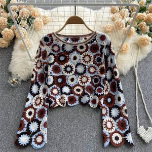 Kadın Tişörtleri Vintage Bluz Boho Giyim Kadınlar Uzun Kollu Tığ Elemeleri İlkbahar Sonbahar Gömlek Kadın Tasarımcı Mahsul Top