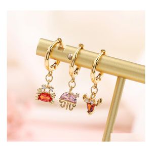 Dangle Chandelier Ocean Series Small Hoop Earrings Animal Jewelry 18K Gold Plated Colorf Zircon Cute Hie Animals Earring A7Z Drop D Dhqn1