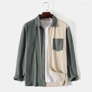 Camisas casuais masculinas Men's Polar Fleece Sleeve Spring Button Butreet Use Vintage com bolso de alta qualidade para homens 2023