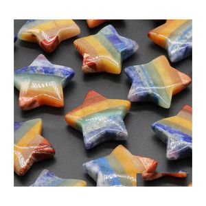 Stone 30Mm Rainbow 7 Chakra Carving Star Shape Crystal Healing Meditation Decoration Ornaments Crafts Gift Drop Delivery Jewelry Dhh7B