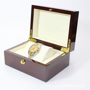 Titta på Box High-klass Business Gift Packaging Box Soild Wood Watch Display Box Piano Lacquer Jewelry Storage Organizer Glitter2008233w