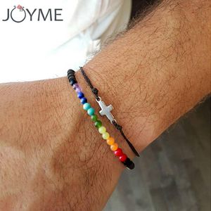 Bransoletka i krzyż Chakra Strand dla mężczyzn 4 mm małe naturalne kamienne koraliki uzdrawianie równowaga Budda Modlitwa jogabeads Buho Beaded Strands