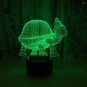 Bordslampor sköldpadda 3D -lampa Touch LED visuell USB -natt för vardagsrum härliga tecknade barn leksaker skrivbord