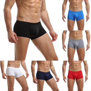 Mutande Boxer da uomo in seta tinta unita Boxer sexy e traspiranti da viaggio Homewear Biancheria intima da uomo