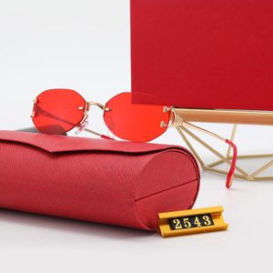 Polarized Sunglasses Red Original Designer for Mens Hexagon Curved Beach Woman Rimless Glasses Famous Classic Retro Luxury Brand Eyeglasses Fashion Women Eyewear