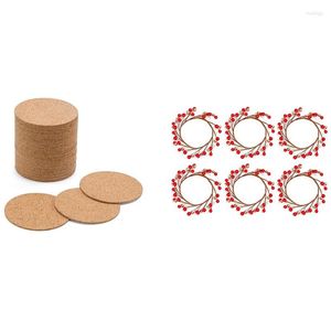 Table Mats 36 Pcs Cork Drink Heat Resistant Cup Mug Mat & 6 Candle Rings For Pillars