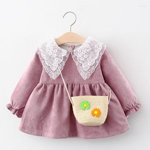 女の子のドレス春1年の赤ちゃんの誕生日の服の女の子の長袖ギフトバッグ生まれの女の子の服の幼い赤ちゃんのドレス