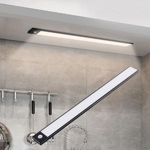 Night Lights Ultra Thin LED Light Under Cabinet Motion Sensor Closet Kitchen Bedroom Wardrobe Lighting